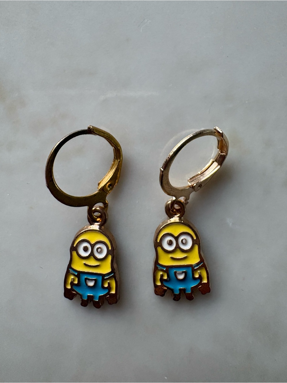 Yellow Minion Kids Hoop Earrings - Cute Cartoon Drop Charm